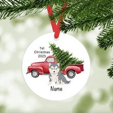 Load image into Gallery viewer, Pomsky (Pomeranian/Husky mix) puppy ornament personalized