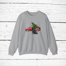 Load image into Gallery viewer, Black Norwegian Elkhound Red Truck Sweatshirt