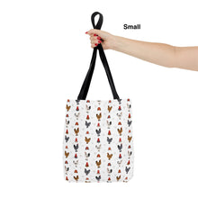 Load image into Gallery viewer, Frizzle Chicken pattern tote bag - chicken tote bag - farm animal carry bag