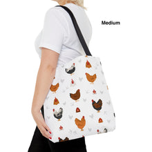 Load image into Gallery viewer, Orpington Chicken pattern tote bag - chicken tote bag - farm animal carry bag