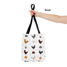 Load image into Gallery viewer, Polish Chicken pattern tote bag - chicken tote bag - farm animal carry bag