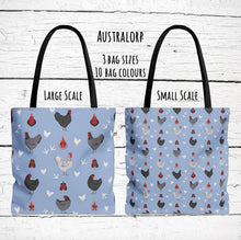 Load image into Gallery viewer, Australorp Chicken pattern tote bag - chicken tote bag - farm animal carry bag