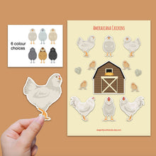 Load image into Gallery viewer, Ameraucana chicken sticker set - chicken sticker sheets - chicken breed stickers