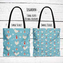 Load image into Gallery viewer, Leghorn Chicken pattern tote bag - chicken tote bag - farm animal carry bag