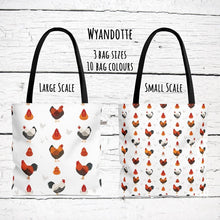 Load image into Gallery viewer, Wyandotte Chicken pattern tote bag - chicken tote bag - farm animal carry bag