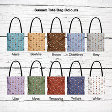 Load image into Gallery viewer, Sussex Chicken pattern tote bag - chicken tote bag - farm animal carry bag