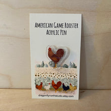 Load image into Gallery viewer, American Game rooster acrylic pin (brown)