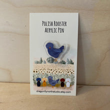 Load image into Gallery viewer, Polish dark grey rooster acrylic pin - UV printed acrylic pin