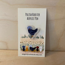 Load image into Gallery viewer, Polish rooster acrylic pin (black/grey speckled)
