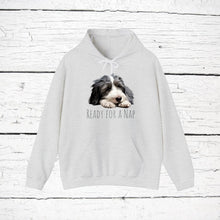 Load image into Gallery viewer, Bearded Collie "Ready for a Nap" Hooded Sweatshirt