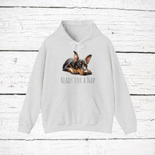 Load image into Gallery viewer, Doberman Pinscher "Ready for a Nap" Hooded Sweatshirt