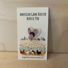 Load image into Gallery viewer, American Game rooster acrylic pin (beige/brown )