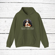 Load image into Gallery viewer, Bernese Mountain Dog "Ready for a Nap" Hooded Sweatshirt