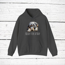 Load image into Gallery viewer, Bluetick Coonhound "Ready for a Nap" Hooded Sweatshirt