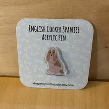 Load image into Gallery viewer, English Cocker Spaniel acrylic pin (lemon and white)