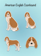 Load image into Gallery viewer, American English Coonhound Vinyl Stickers Set