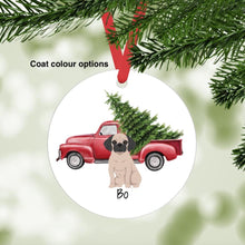 Load image into Gallery viewer, Puggle (Pug/Beagle mix) ornament personalized