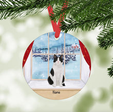 Load image into Gallery viewer, Tuxedo Domestic Shorthair Cat ornament personalized