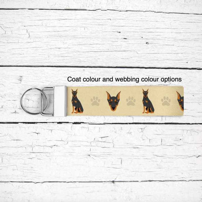 German Pinscher (cropped ears) key wristlet