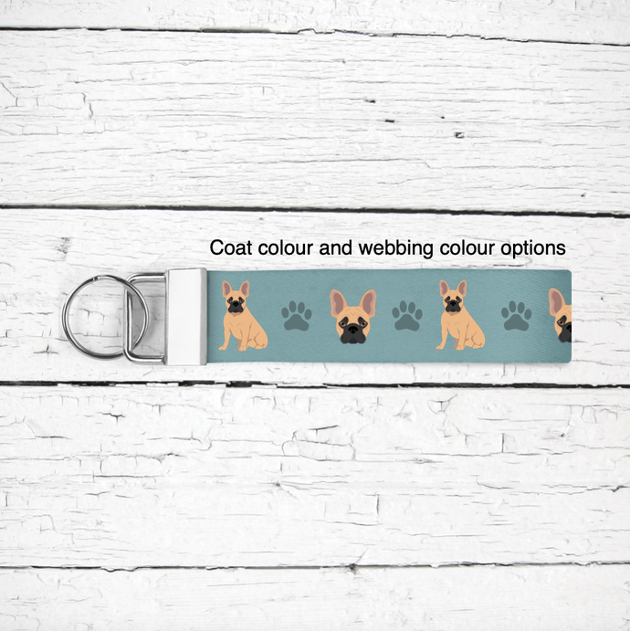 French Bulldog key wristlet