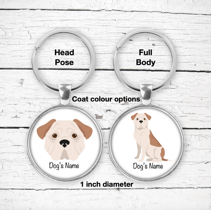 American Bulldog Bezel Keychain - personalized