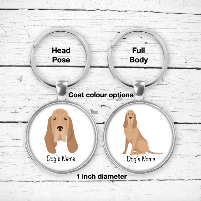 Bloodhound Bezel Keychain - personalized