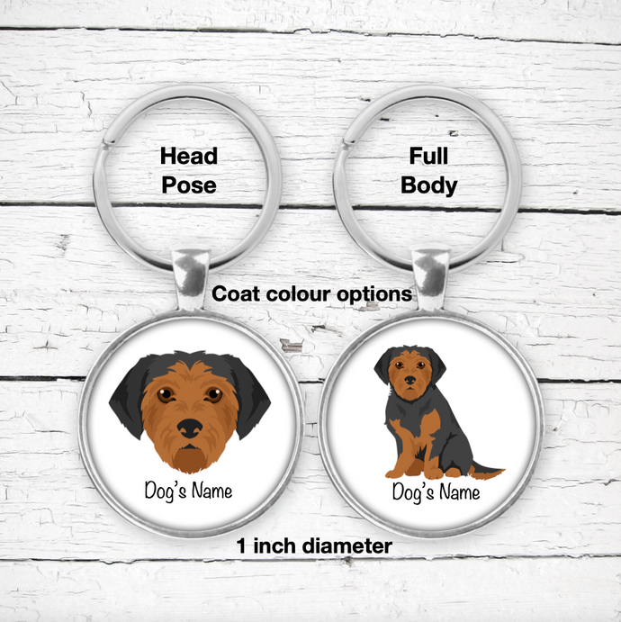 Borkie (Border Terrier/Yorkie mix) Bezel Keychain - personalized