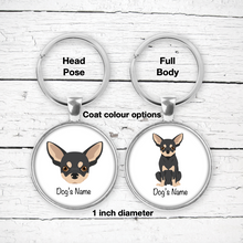 Load image into Gallery viewer, Chihuahua (smoothcoat) Bezel Keychain - personalized
