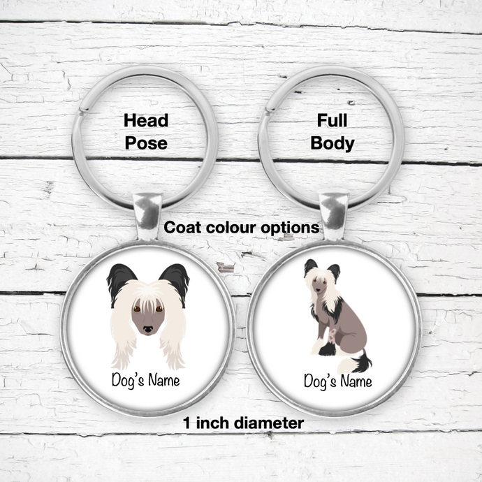 Chinese Crested Bezel Keychain - personalized