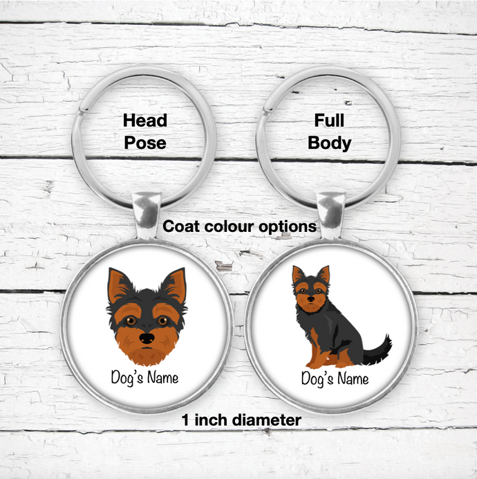 Chorkie (Chihuahua/Yorkie mix) Bezel Keychain - personalized