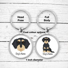 Load image into Gallery viewer, Dachshund (wirehaired) Bezel Keychain - personalized
