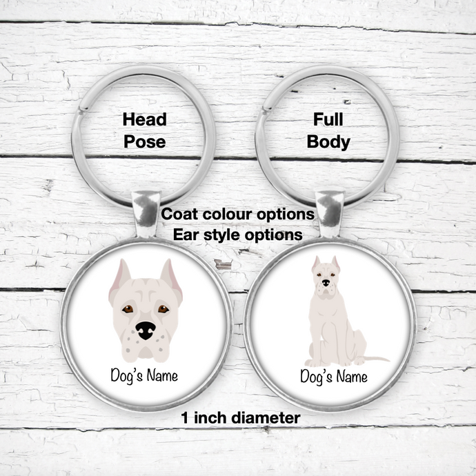 Dogo Argentino Bezel Keychain - personalized