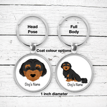 Load image into Gallery viewer, Doxiepoo (Dachshund/Poodle mix) Bezel Keychain - personalized
