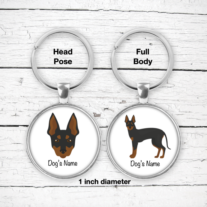 English Toy Terrier Bezel Keychain - personalized