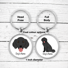 Load image into Gallery viewer, Flat Coated Retriever Bezel Keychain - personalized
