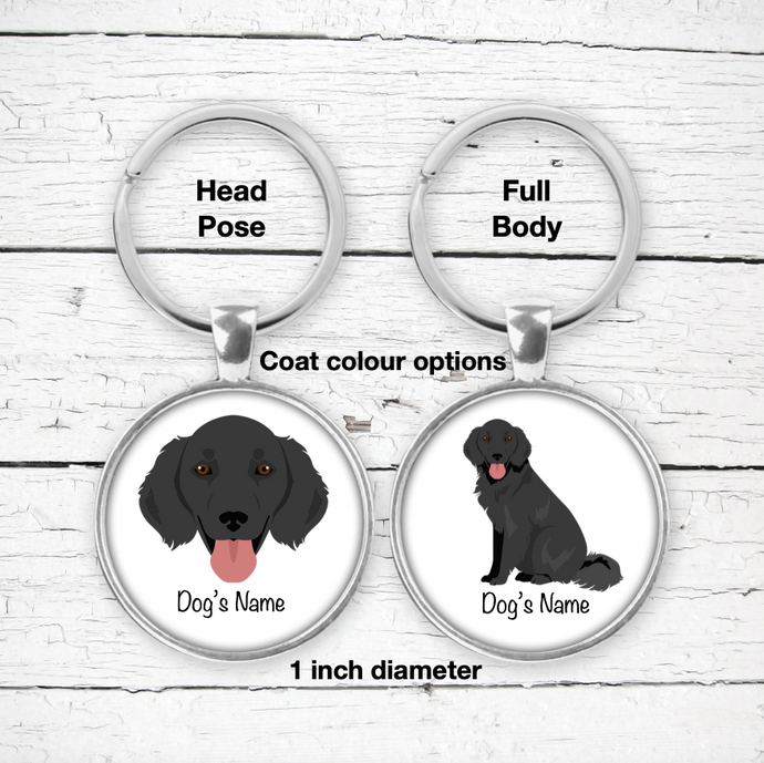 Flat Coated Retriever Bezel Keychain - personalized