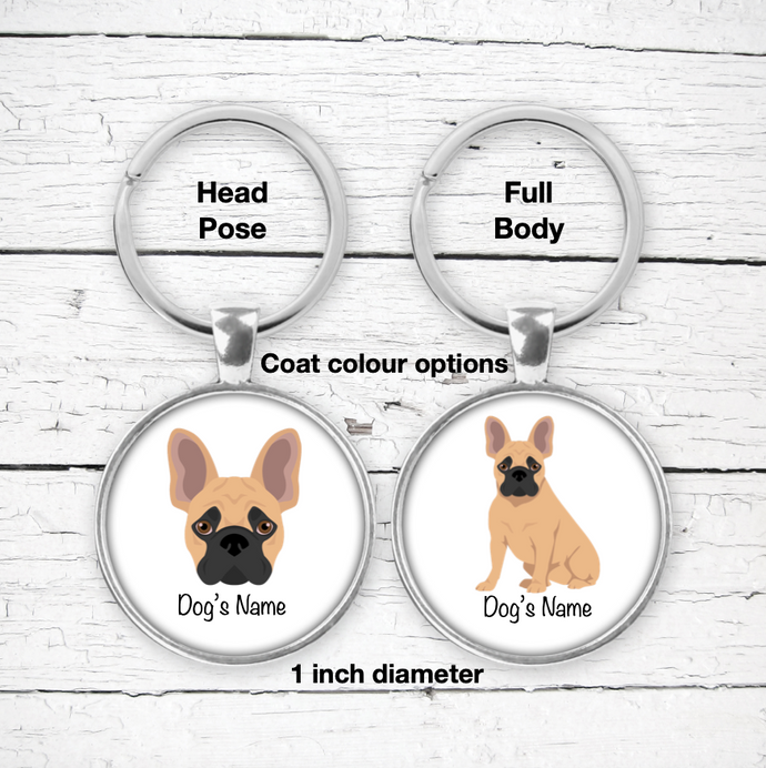 French Bulldog Bezel Keychain - personalized