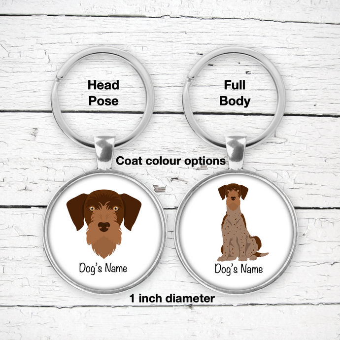 German Wirehaired Pointer Bezel Keychain - personalized