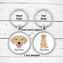 Load image into Gallery viewer, Goldador (Golden Retriever/Labrador mix) Bezel Keychain - personalized
