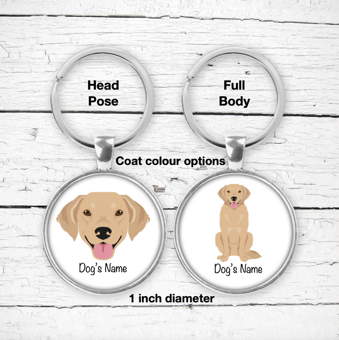 Goldador (Golden Retriever/Labrador mix) Bezel Keychain - personalized