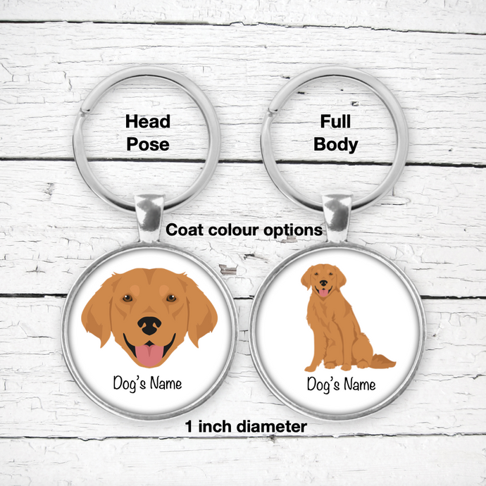 Golden Retriever Bezel Keychain - personalized
