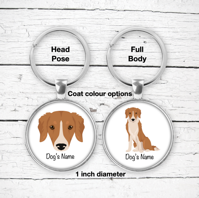Gollie (Golden Retriever/Collie mix) Bezel Keychain - personalized
