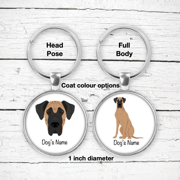 Great Dane Bezel Keychain - personalized