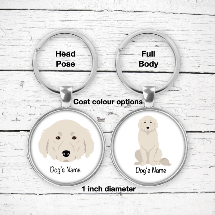 Great Pyrenees Bezel Keychain - personalized