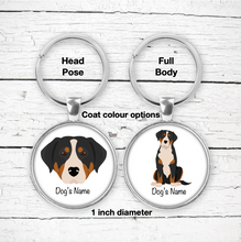 Load image into Gallery viewer, Greater Swiss Mountain Dog Bezel Keychain - personalized
