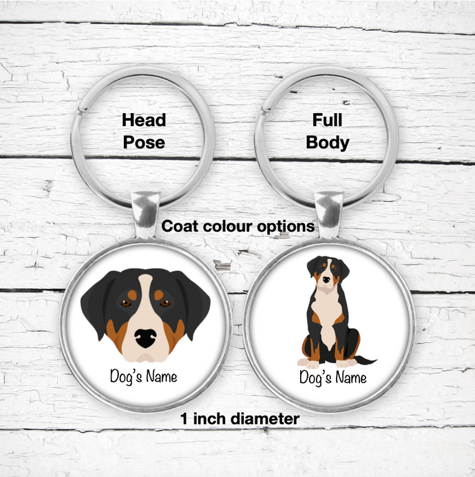 Greater Swiss Mountain Dog Bezel Keychain - personalized