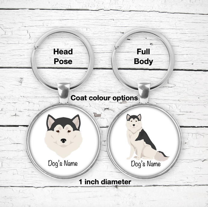 Greenland Dog Bezel Keychain - personalized