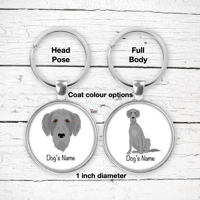 Irish Wolfhound Bezel Keychain - personalized