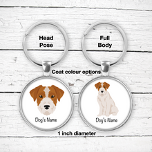 Load image into Gallery viewer, Jack Russell Terrier (wirecoat) Bezel Keychain - personalized
