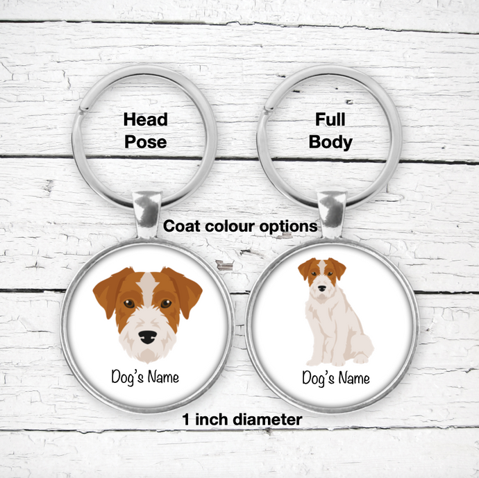 Jack Russell Terrier (wirecoat) Bezel Keychain - personalized